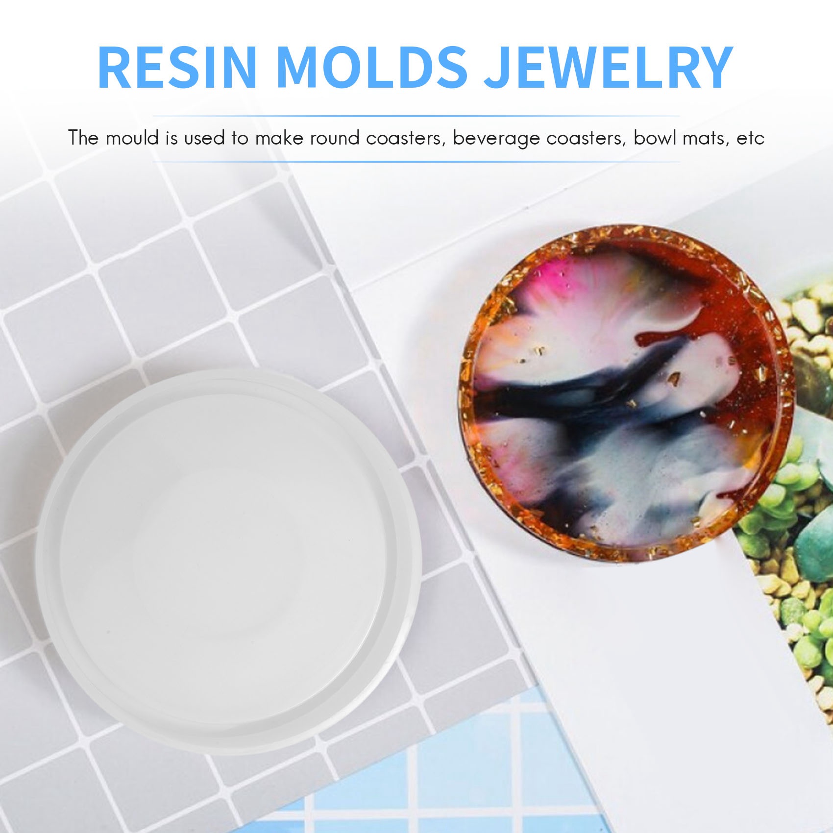 Coaster Mold Round - Paquete de 4 moldes grandes de